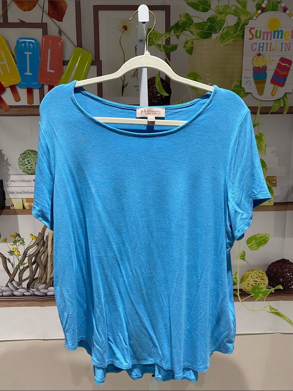 Philosophy Bright Blue Short-Sleeve Scoop Neck Tee 2X. Ptp is 25.